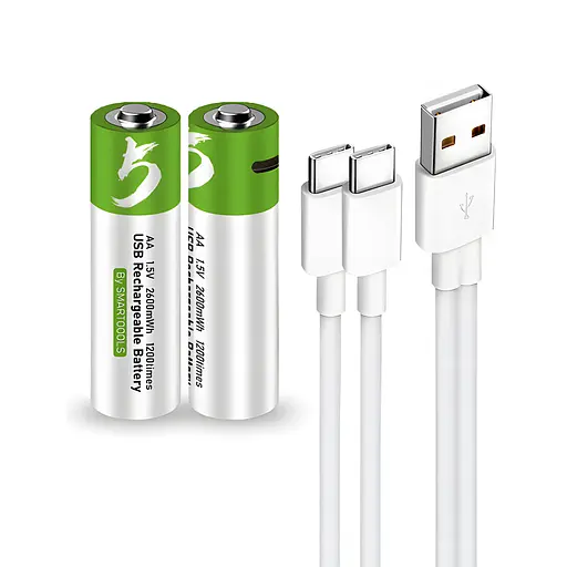 Аккумуляторные батарейки Smartoools АА 2600 mWh 1.5V с зарядкой Type-C (Зеленый)
