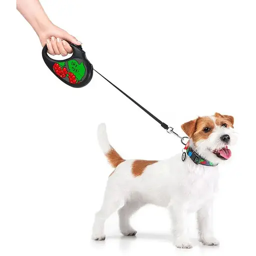 Повідець-рулетка для собак Waudog R-leash, малюнок "Калина", S, до 15 кг, 5 м, світловідбиваюча стрічка чорний - фото 8