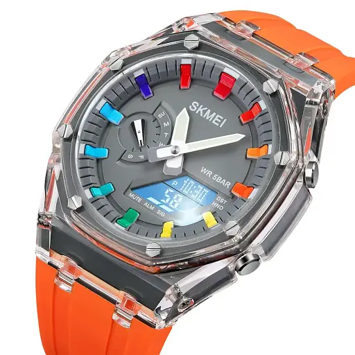 Наручний годинник чоловічий Skmei 2100 Orange, 2100OG (18431) - фото 2