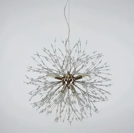 Пухнастий підвісний світильник-кулька у вигляді кульбаби в золотому корпусі | Арт. AS 155 P GD | Line F - фото 2