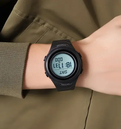 Годинник чоловічий наручний спортивний Skmei 2166 Compass з компасом і крокоміром (Чорний з білим) - фото 6