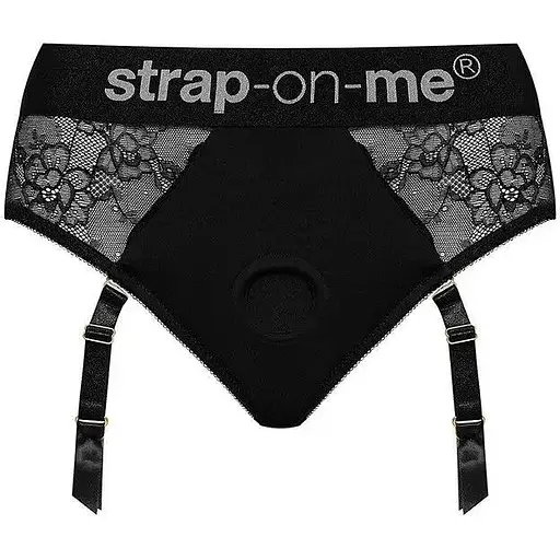 Мереживні труси для страпона з підв'язками для панчіх Strap-On-Me Diva Harness S