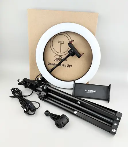 Кольцевая лампа со штативом Elegiant EGL-06 10" Черно-белая Factory Recertified g5 - фото 7