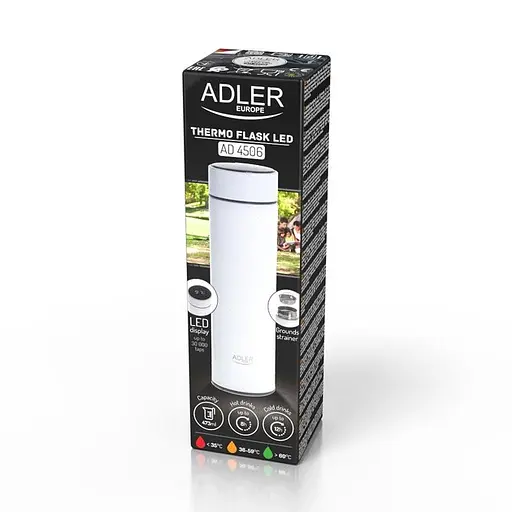 Термос термочашка Adler AD 4506 тепло 8 часов холод 12 часов ситечко 473 мм белый - фото 8