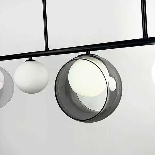 Удлиненный светильник с 5 белыми плафонами в черном корпусе 110 см | Line F | Ст. AA251/5 BK - фото 2