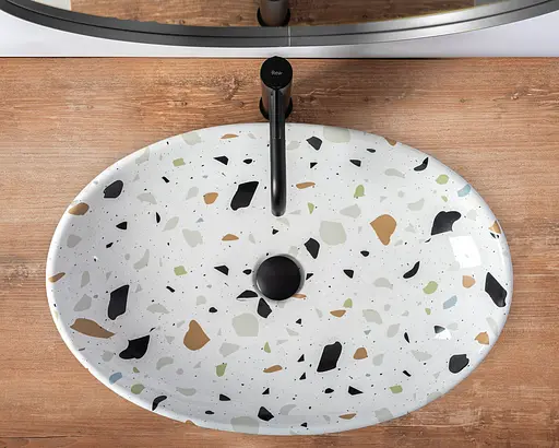 Умивальник Rea Olga terazzo накладний REA-U5692, Цветной - фото 5