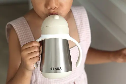 Поїльник Beaba з трубочкою металевий 250 мл бежевий (913633) - фото 3