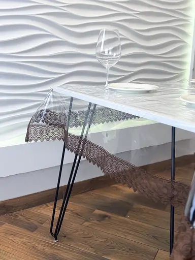 Силіконова скатертина з коричневим мереживом 7 см 250х170 см - фото 10