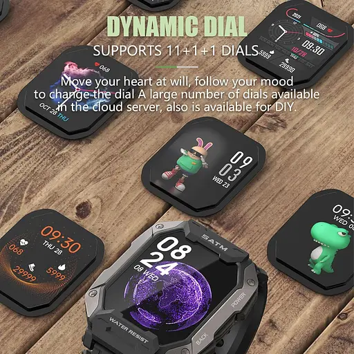 Умные смарт-часы в противоударном тактическом корпусе Lige C20 с силиконовым ремешком Camouflage Green, BW1821E (17801) - фото 3