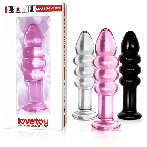 Скляний фалоімітатор LoveToy Glass Romance 14 см чорний