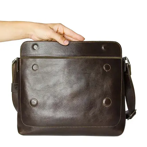 Кожаная мужская сумка через плечо GRANDE PELLE 32х24х6 см sum0025720 - фото 4