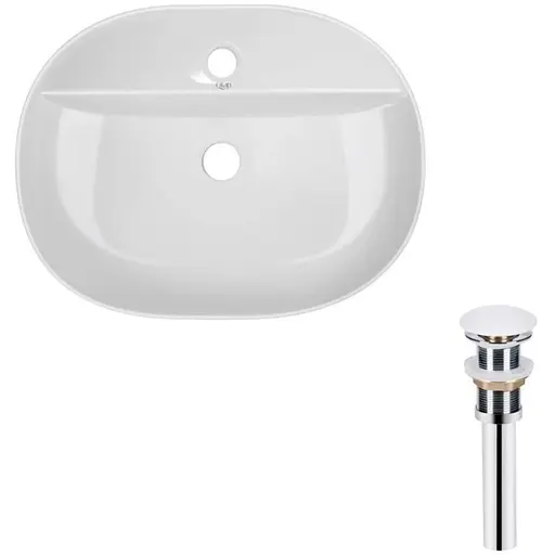 Комплект Qtap Scorpio: Раковина накладная овальная 500x380x120 мм White + Донный клапан PU02 (QT14112202WN47313) - фото 1