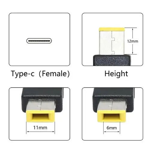 Перехідник Lenovo Type-C to DC Adapter YX-LN PD19 5V Чорний - фото 3