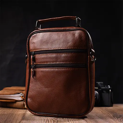 Шкіряна чоловіча сумка Vintage 19х25х6,5 см sum0023578 - фото 8