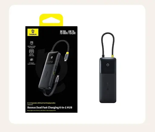 Переходник - мультиадаптер - хаб Baseus OS Dual Fast Charging 6-in-1 (B0007090) - фото 8