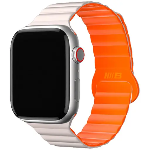 Ремешок BlueO Magnetic Silicone для Apple Watch 42(ser.1-3)/44/45/46/49mm White / Orange