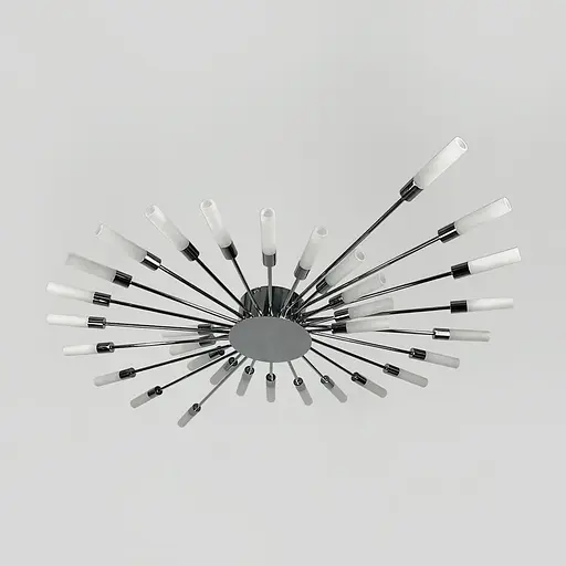 Потолочная хромированная люстра в форме солнечной вспышки на 32 плафона G4 Ø 110х90 см Line F | Ст. 1279/32 CH - фото 1
