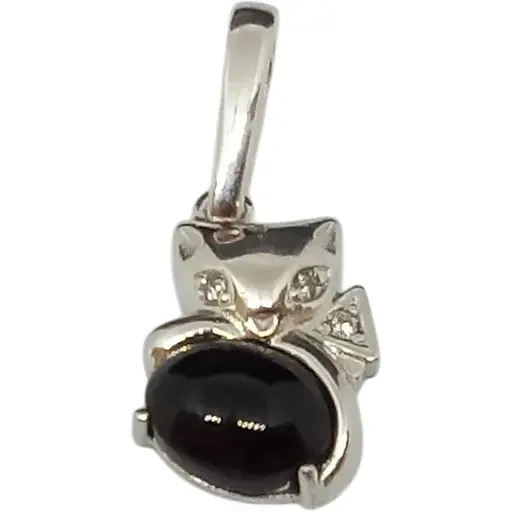 Серебряная подвеска Лазурит Котик с фианитами. 3336р