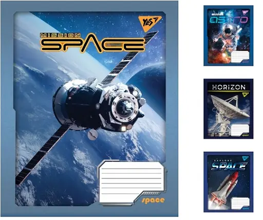 Зошити учнівські 36 аркушів клітинка. YES Space 15 шт. в упаковці