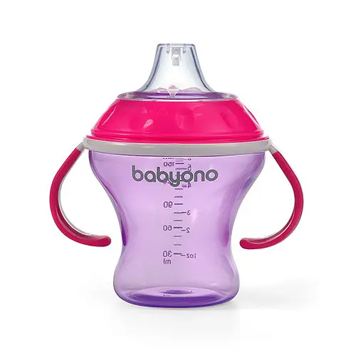 Поилка непроливайка с мягким носиком 180 мл. 3+ Розовый "Natural nursing" Babyono - фото 1