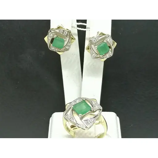 Золотые серьги Агни Ирида с бриллиантами и изумрудом. Артикул 22287 - фото 5