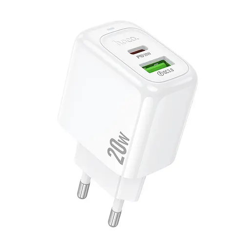 Мережевий зарядний пристрій Hoco CS54A Surplus PD20W+QC3.0 charger(EU) Білий - фото 1
