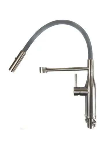 G4398-55 Змішувач для кухні силікон.гусак аератор 2функц. нерж.корп. гайка Ø35 сірий/сатин Gappo 1/8 Сірий - фото 3