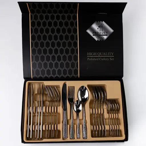 Набор столовых приборов Yiwu из нержавеющей стали на 6 персон 24 предмета столовая ложка вилка чем подарочная упаковка HP-16978-26 - фото 3