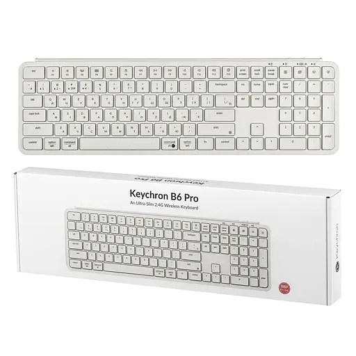 Keychron Клавиатура мембранная B6 Pro, USB/WL/BT, ivory white - фото 9