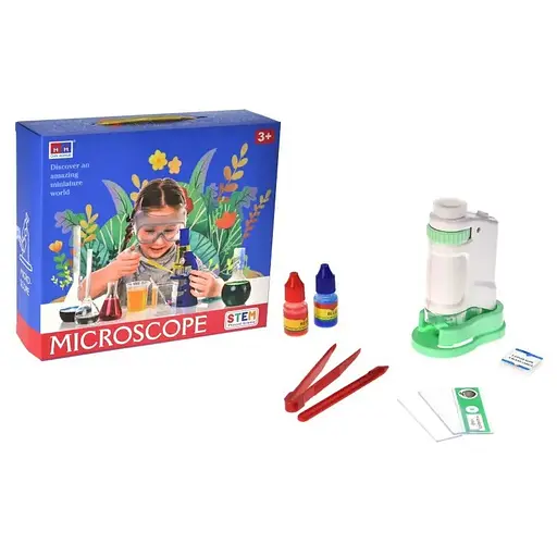 Дитяча іграшка "Мікроскоп" YG Toys 3108B(Turquoise) щипці, скло в комплекті - фото 2