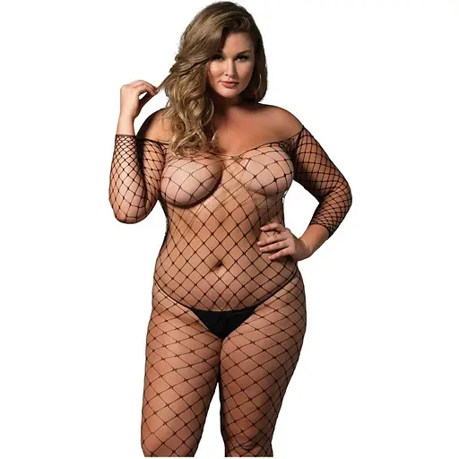 Бодістокінг Leg Avenue Off The shoulder Bodystocking Black Queen Size