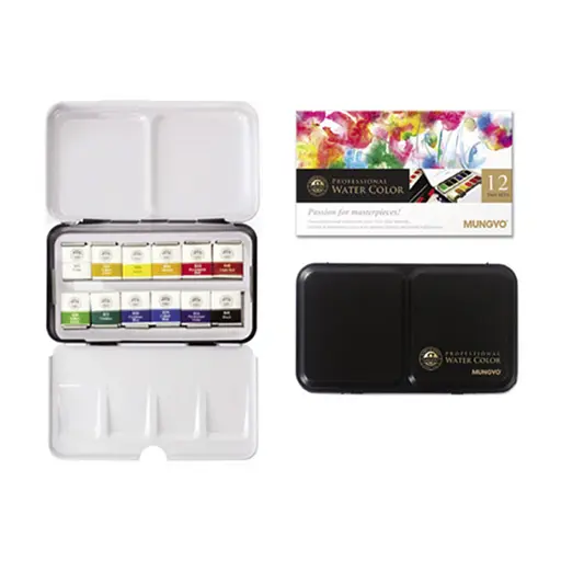 Набір акварельних фарб GALLERY в металічному пеналі 12кол напівкювета MUNGYO - фото 2