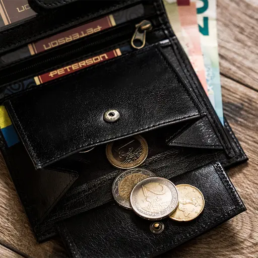 Кошелек кожаный мужской Peterson 303UP черный с трезубом в коробке - фото 4