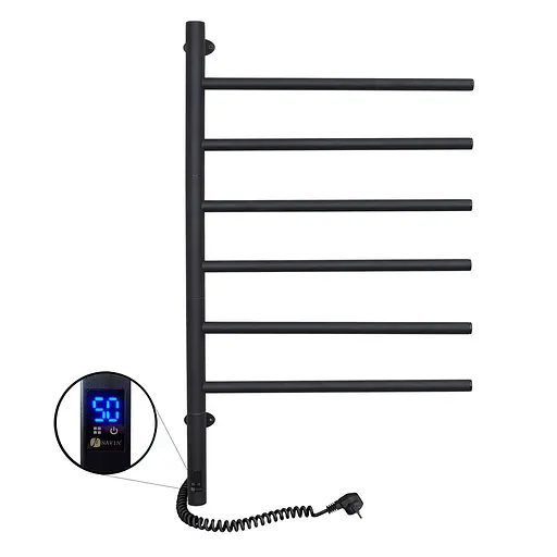 Электрический полотенцесушитель Navin Arabesque 480x800 Sensor с таймером, черный муар 12-223033-4880, Черный матовый, Электронный - фото 4
