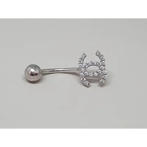 Серебряная серьга для пирсинга пупка з фианитами. 7030.1С - фото 3