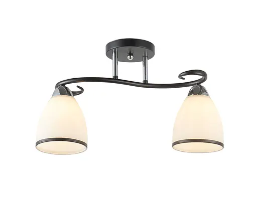 Люстра стельова на 2 плафони 6366-2 (Чорний+Хром)