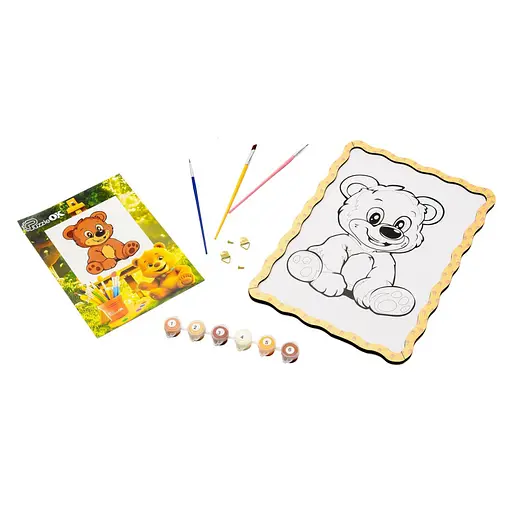 Картина по номерам "Медвежонок" PuzzleOK Puz-22942 формат А4 кисточка, краски, крепеж для стены - фото 1