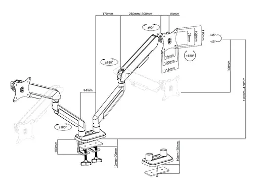 Кронштейн Anda Seat Stealth PRO II Duo 17''-42'' Black AD-W-A9-2S-BB - фото 8
