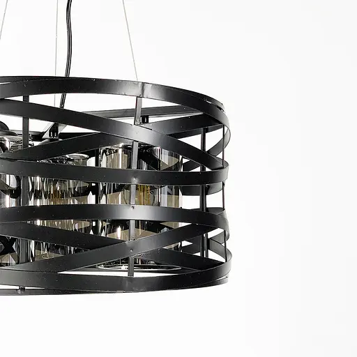 Люстра Лофт у чорному корпусі плетений овал Line.F Колір плафона Янтарний - фото 7