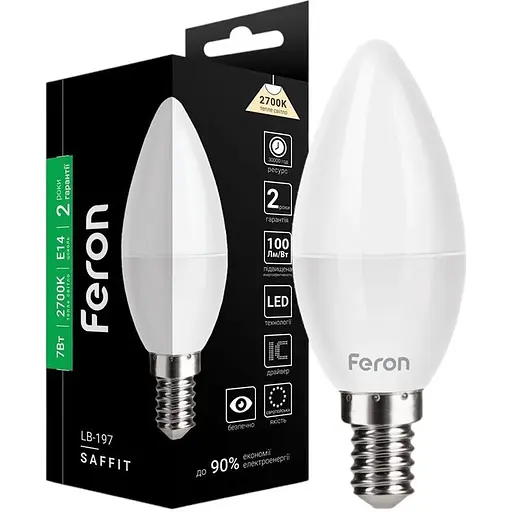 Світлодіодна лампа Feron LB-197  C37 230V 7W  E14 2700K (25809)