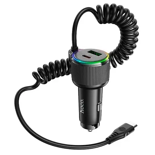 Адаптер автомобільний Hoco Avant-garde Car charger NZ17A (Type-C cable) |1USB/Type-C, 50W/3A, PD/QC| - фото 1
