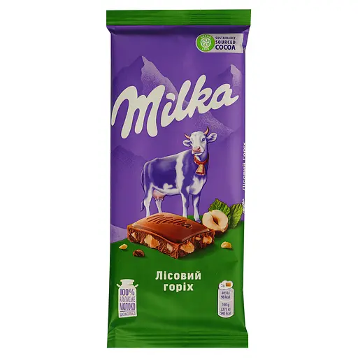 Шоколад Milka молочный с орехом 90 г (581715)