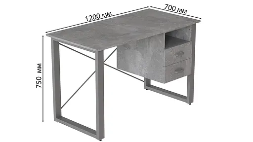 Письменный стол с ящиками Ferrum-decor Оскар 750x1400x700 металл Серый ДСП Бетон 16 мм (FRD-103295) - фото 4
