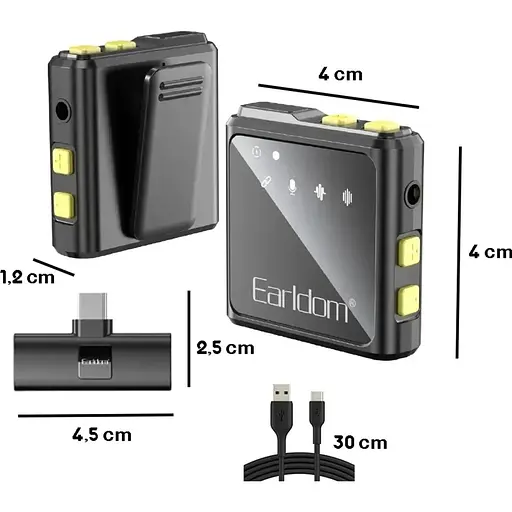 Мікрофонна радіосистема Earldom ET-MC10C USB-C Black [136100] - фото 3