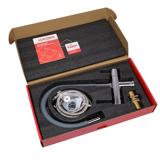 Змішувач для кухні на дві води з гнучким виливом Koer KB-72002-01 KR3383 Хром - фото 10