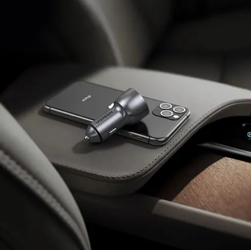 Зарядный адаптер для авто UGREEN CD213 2 порта C+U 52.5W серый - фото 5