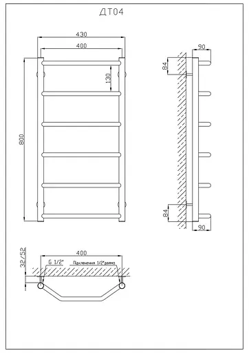 Водяной полотенцесушитель Kosser Трапеция 800x430/6 ДТ04, Хром - фото 5
