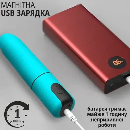 Віброкуля I’MCUM Kiss Bullet у вигляді помади 10 режимів вібрації Блакитна (IM-KGS008) - фото 3