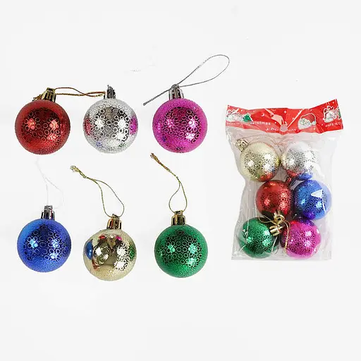 Набір ялинкових прикрас Кулі, C67979, 6 шт., 4 см