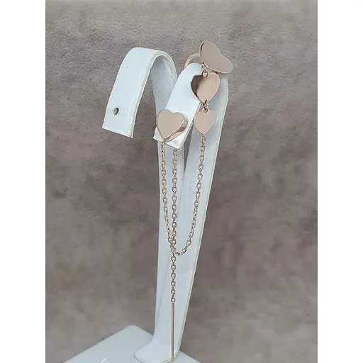 Золотая моносерьга-протяжка Favoritum Сердечко с каффой на хеликс. 210047 - фото 2